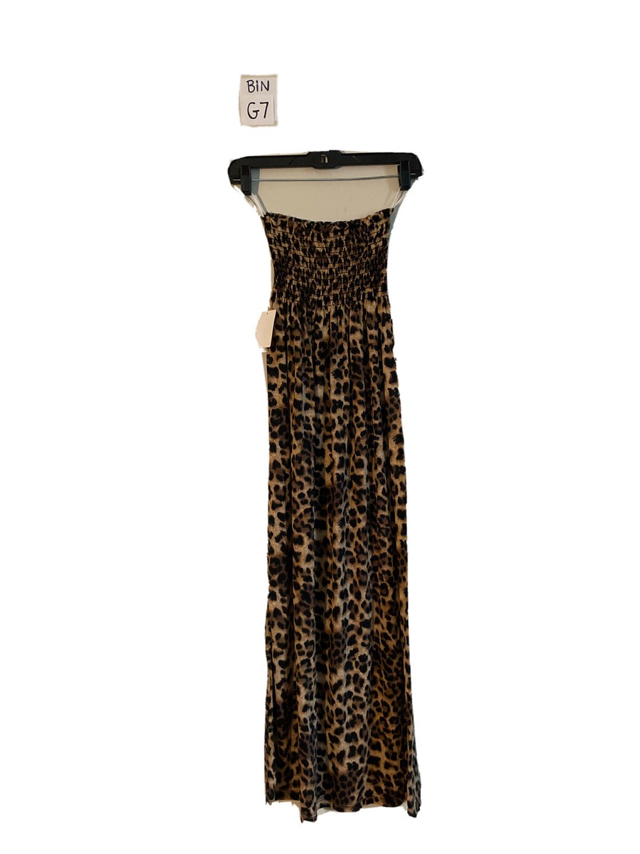 Fashion Magazine Leopard Print Strapless Maxi Dress women's size M | eBay