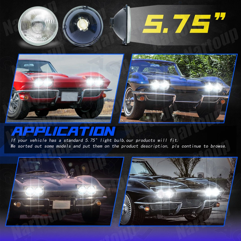 4pcs 5.75" 5-3/4 inch Led Headlights High/Low Beam for Ford Thunderbird Torino - Image 4 of 4