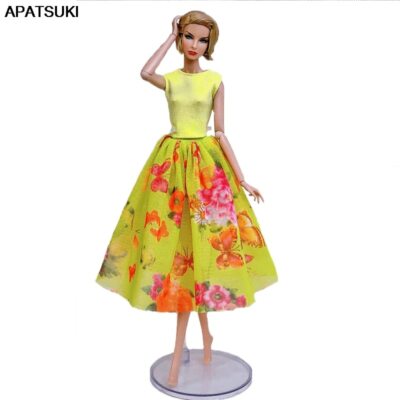 Doll Clothes For Doll Outfits Party Gown Yellow Top Floral