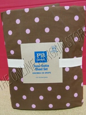 Pottery Barn Teen Tonal Dottie Bed College Sheets Set Full Coffee Light Mauve