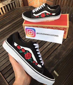 rose vans old skool embroidered