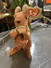 Vintage Ty Beanie Baby 1996 Pouch The Kangaroo With Her Joey