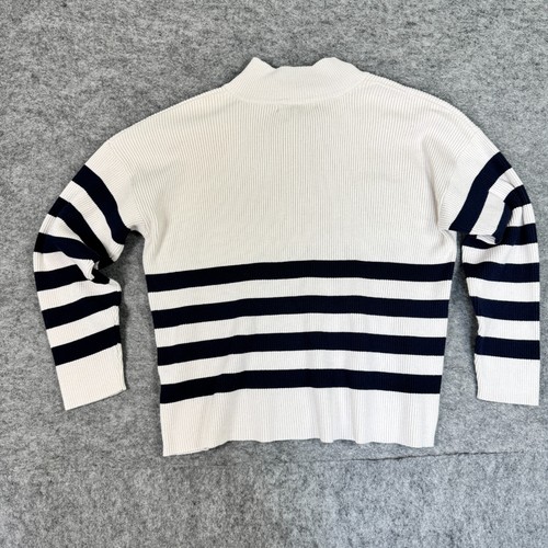 Crew Clothing Sz 16 Ribbed Stretch Pullover Navy White Striped Nautical - Picture 2 of 7