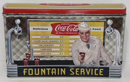 Coca-Cola Collectors Tin Fountain Service Diner 3D Vintage 2002 8.5x5x2.5"
