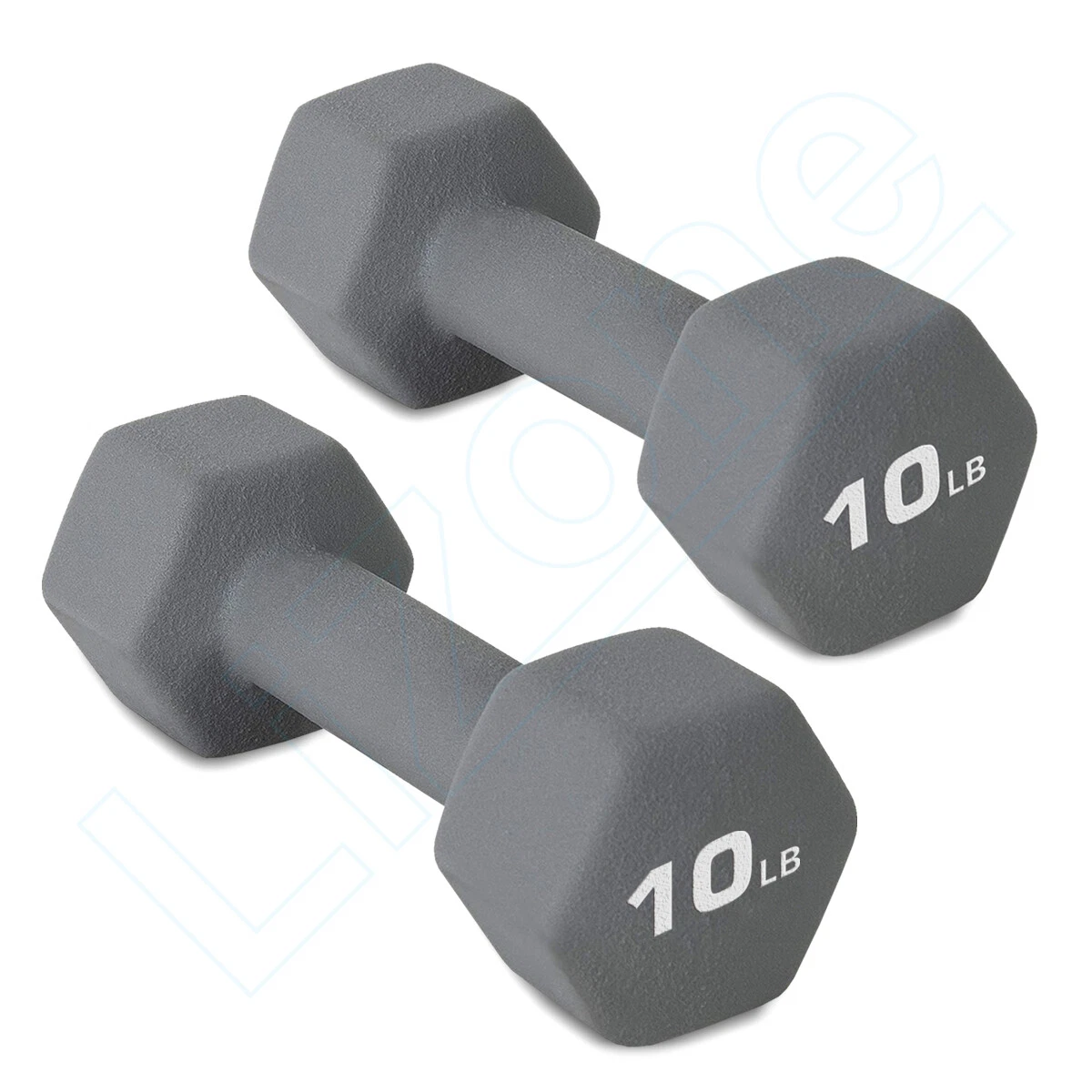 New 10 lb (Pair) Lizone Hex Rubber Coated Dumbbells Set Total 20 lbs free ship