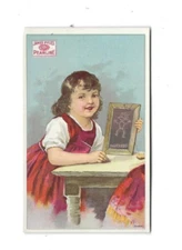 Old Soap Trade Card James Pyles Pearline Washing Compound Girl Chalkboard Desk