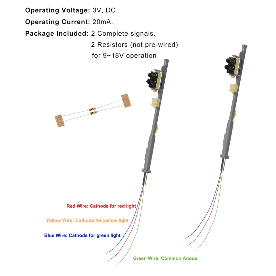 Evemodel 2pcs N Scale Traffic Signal Red Over Green Block Signal Lights JTD1509R - Image 4 of 4