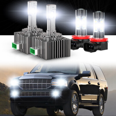 For Lincoln Navigator 2007-2017 4X LED Headlight Hi/Lo Beam Fog Light Bulbs