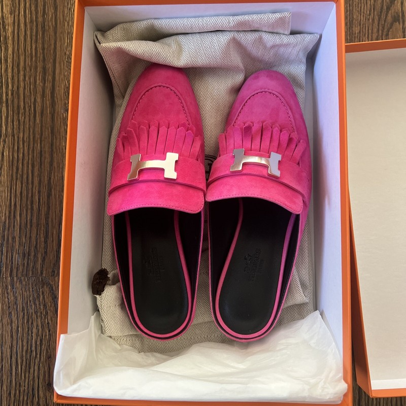 women’s Hermes RIVOLI VELVET GOATSKIN MULE