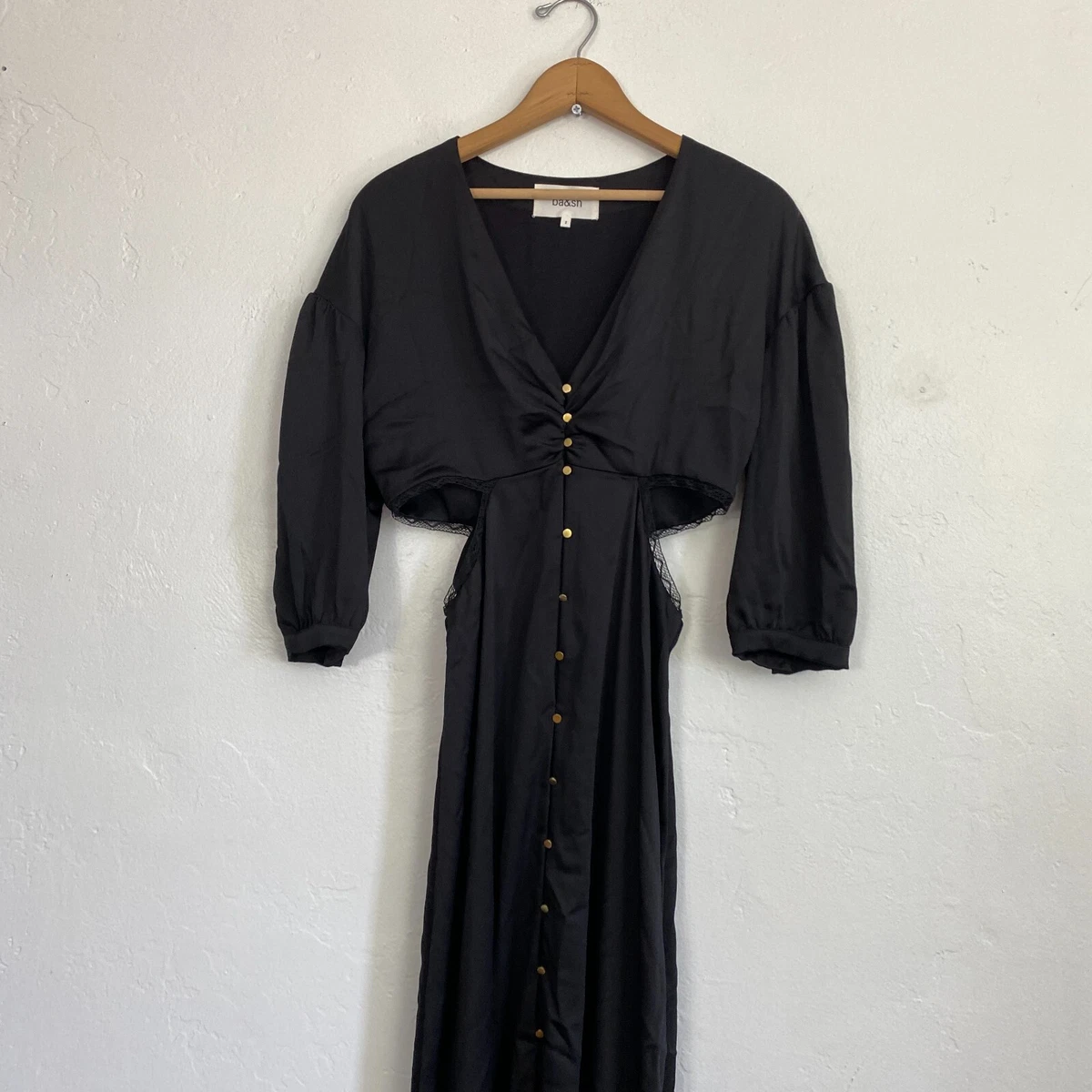 Ba sh 2 Robe Rose Dress Women Size 6 Black Long New eBay