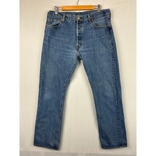 Levi's 501 Blue Denim Straight Leg Button Fly Jeans 90s Y2K Men's Size 36x32