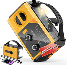 20000Mah Emergency Radio, 74000Mwh NOAA Weather Radio, Wireless Hand Crank Solar
