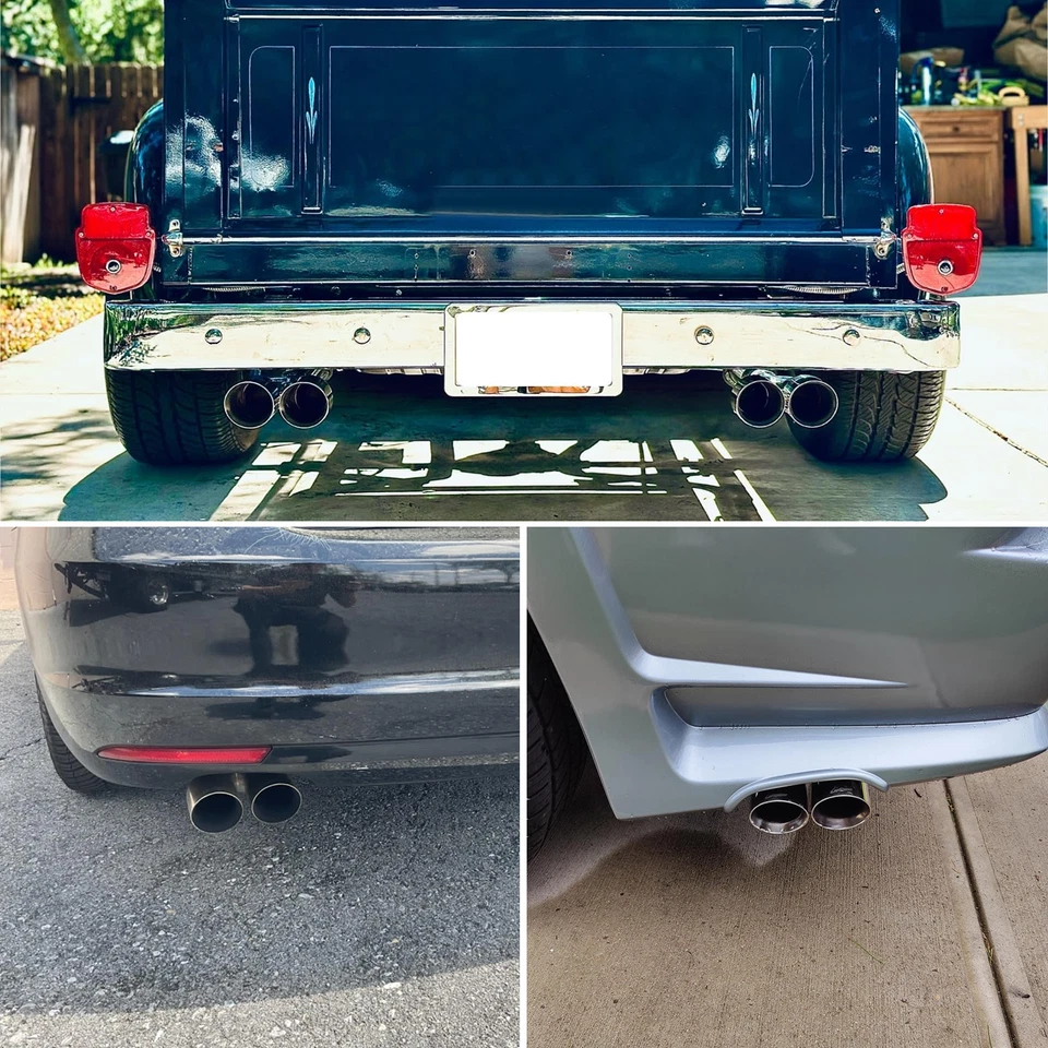 Pontas de silenciador de escape traseiras de carro calibre 63mm 2.5" dupla/saída para Ford Focus ST - Imagem 3 de 4