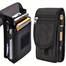  EXTRA LARGE CELL PHONE VERTICAL RUGGED POUCH WITH METAL CLIP BELT LOOP HOLSTER