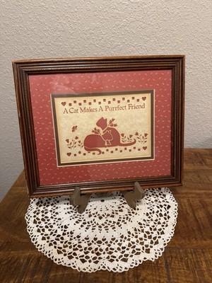 Vtg Figi Graphics Country Cats Perfect Friend Cottagecore Cat Wall Farm Folk