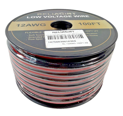 12 Gauge Wire 100FT 2C/12AWG 2 Conductor Cable Wire Red and Black, Low Voltage