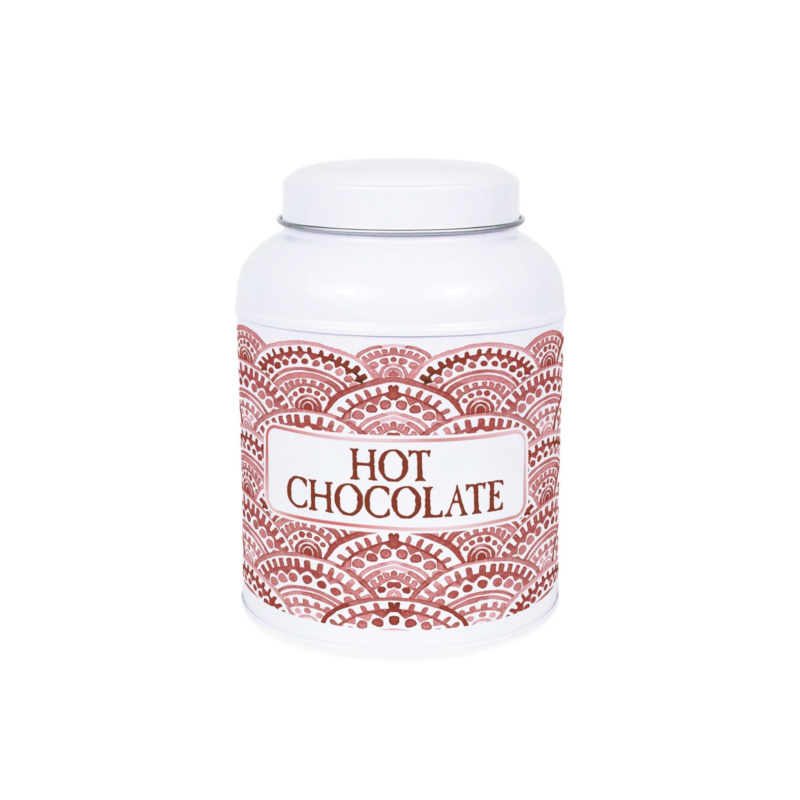 Purely Home Painted Scales Coffee Canister - Small Domed Lid Kitchen Storage Tin - Hot Chocolate - Image 2