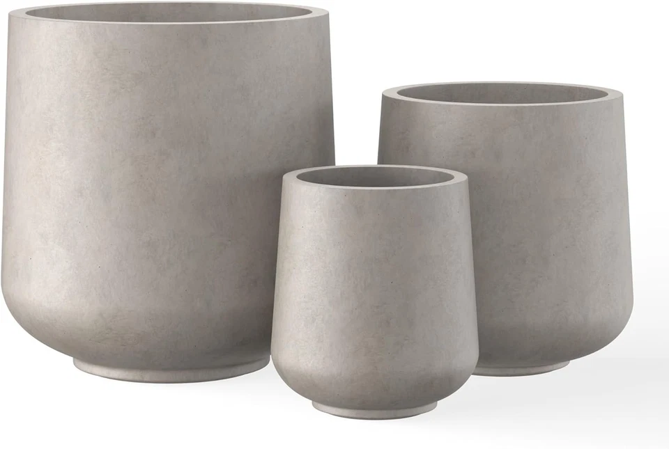 Handcrafted Weather-Resistant Concrete Plant Pots with Drainage Holes - 3 Sizes - Image 3 of 4