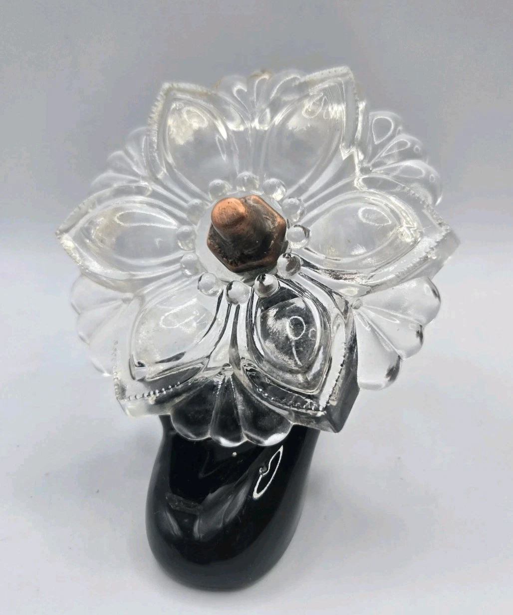 Victorian Pressed Sandwich Glass Flower Curtain Hardware Knob Tieback Post 4.5"D