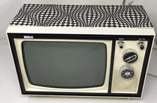 Vintage RCA RARE Op Art 9" TV Television Works & Sounds Great Museum Piece