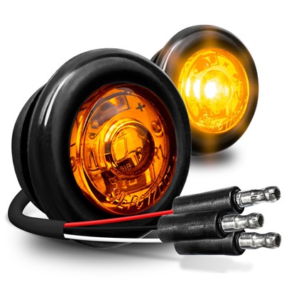 True Mods 2Pc 3/4'' Inch Round Amber Trailer 12V Led Marker Light [3 Wi