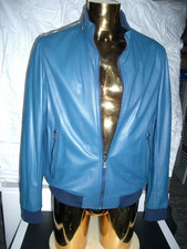 BUGATTI GIACCA PELLE LEATHERBLOUSON BLU TAGLIA 50 COME NUOVA