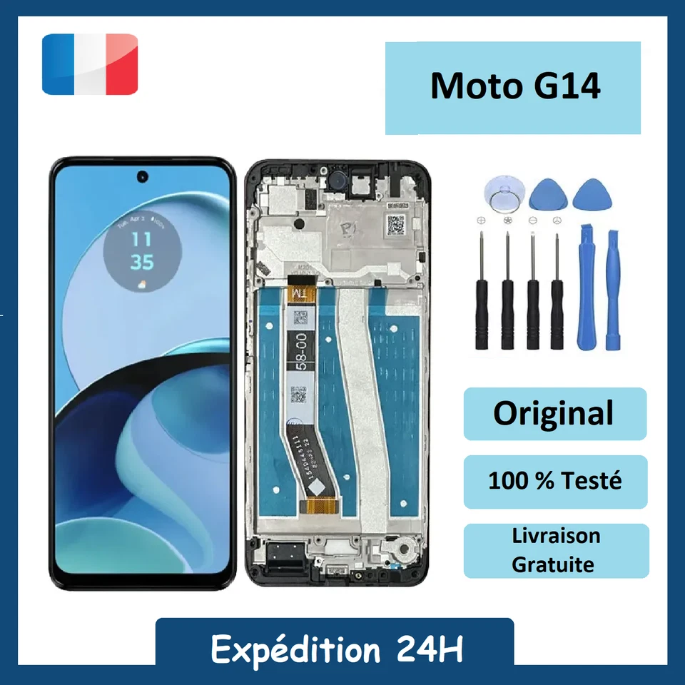 Écran LCD + vitre tactile Motorola Moto G14 Original Complet + Outils