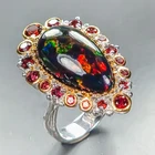 7 ct AAA quality Natural Black Opal Ring 925 Sterling Silver Size 7 /R459527