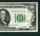 ((6 DIGIT)) $100 1928 (( DARK GREEN SEAL )) FEDERAL RESERVE NOTE CURRENCY