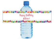 Presents and Balloons Theme Birthday Party Water Bottle Labels