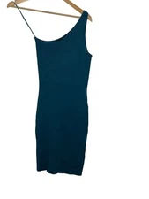 House Of Harlow 1960 Women’s One Shoulder Sweater Dress Ribbed Green Size XS