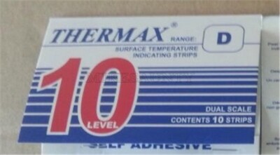 Range B 77-127°C/171-261°F Tmc 10 Strips Thermax Temperature Label 10 Level mu