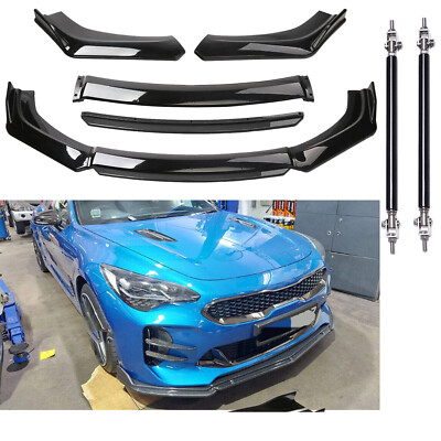 Front Bumper Lip Spoiler Splitter Body Kit Gloss Black For Kia Stinger