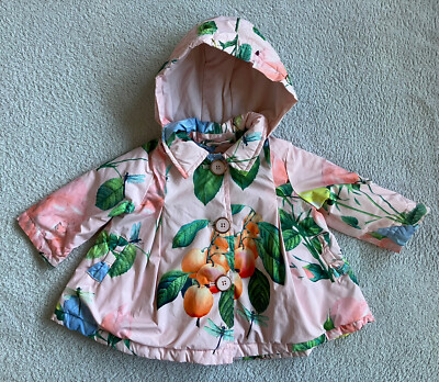 Ted Baker Baby Girl Pink Floral Orange Jacket Coat Rain