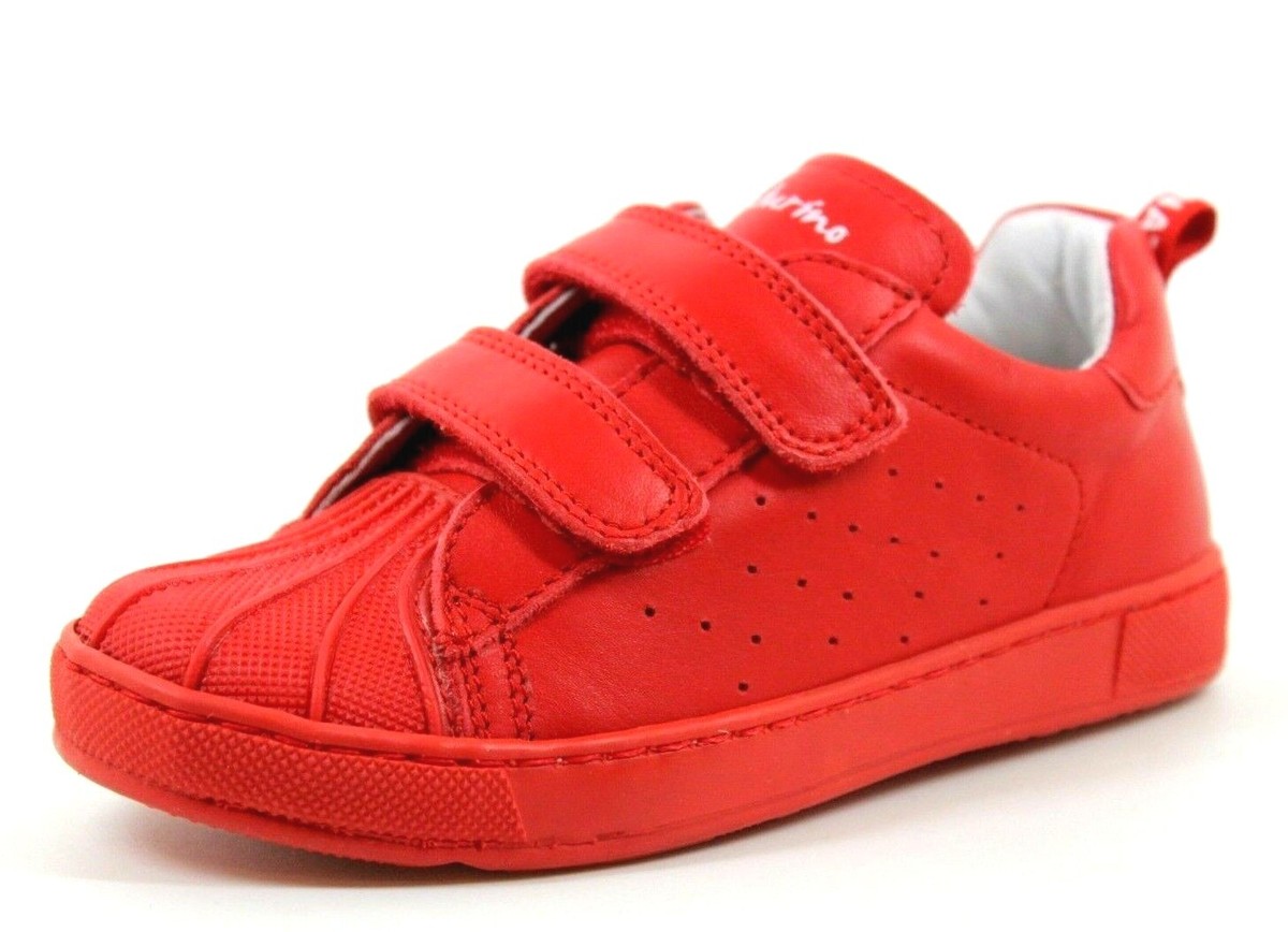 Naturino Infant Kids UK to Red Leather Riptape Rubber Top