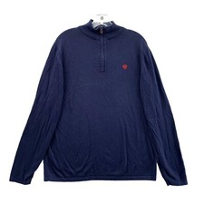 Ariat 1/4 Zip Sweater Large Blue PullOver Fleece Preppy Mock Neck Westerncore