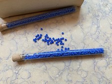 Old stock tube of unused vintage 40's 50's glass seed beads for jewellery - blue