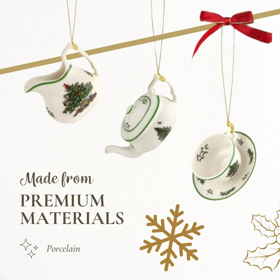 Spode Christmas Tree Collection, 3 Piece Tea Set Ornaments - Image 4 of 4