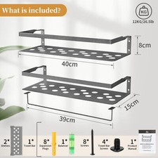 2PC Floating Shelves Wall Mounted Iron Wall Storage Rack For Home Office 12KG