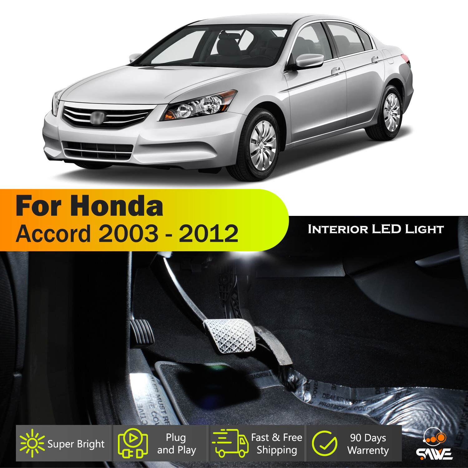 14 x White LED Lights Bulb Map Interior Package Kit For 2003 - 2012 Honda Accord