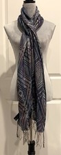 Boho Scarf Metallic Lurex Dupatta Shimmery Shawl Fringe Chic Multicolor Hippie