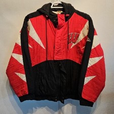 Vintage Wisconsin Badgers NCAA Hooded Jacket Mens Large Madison Bucky Football
