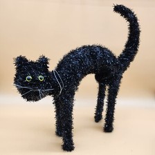 Trick or Treat Spooky Halloween Decoration Large Black Cat w/ Hanging Loop