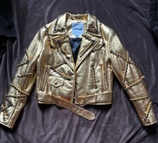 H&m Unisex Moschino Authentic Chain Gold Leather Jacket Size M Bloggers