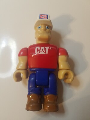 Mega Bloks Construction Worker Toy Action Figure red shirt blue jeans workboots