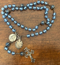 Chapelet Rosaire Verre Bleu Rosary 1 ere communion 4 Mai 1899