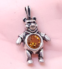Vintage Disney Sterling Silver Citrine Winnie the Pooh Bear Pendant