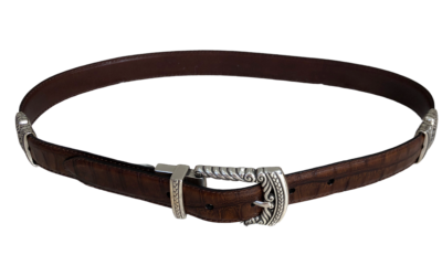 Fossil Genuine Leather Embossed Brown Belt Fossil Embossed Dark Brown Leather Belt | eBay main image 4