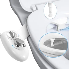 Non-Electric Bidet Water Spray Bidet Toilet W/ Dual Nozzle Seat Cover Attachment