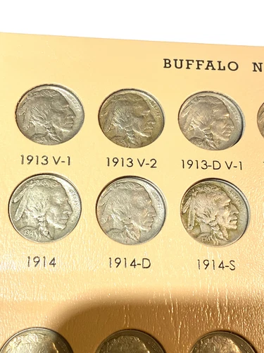 1913 to 1938 Complete Buffalo Nickel Set All ( 65 ) coins Very Fine to Gem BU
